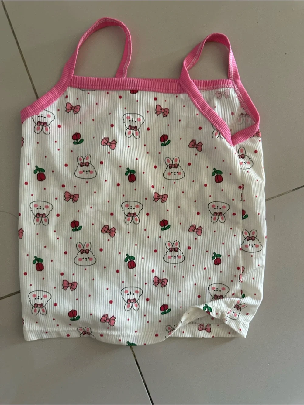 Pink Bunny Print Kids Tank Top
